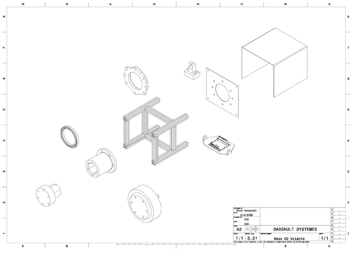Base do Volante desenhado no software Catia V5.